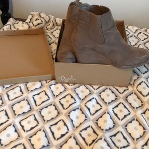 Taupe wedge ankle booties